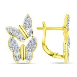 Cercei din aur galben cu pietre Cubic Zirconia Incolor