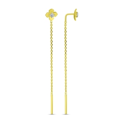 Cercei din aur galben cu pietre Cubic Zirconia Incolor