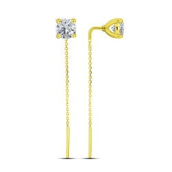Cercei din aur galben cu pietre Cubic Zirconia Incolor