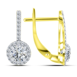 Cercei din aur galben cu pietre Cubic Zirconia Incolor