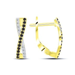 Cercei din aur galben cu Cubic Zirconia Incolor, Safir Portocaliu