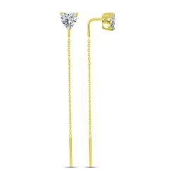 Cercei din aur galben cu pietre Cubic Zirconia Incolor