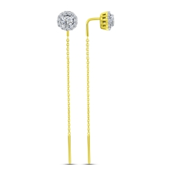 Cercei din aur galben cu pietre Cubic Zirconia Incolor
