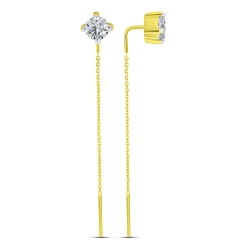 Cercei din aur galben cu pietre Cubic Zirconia Incolor