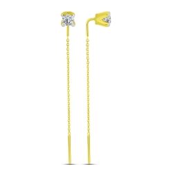 Cercei din aur galben cu pietre Cubic Zirconia Incolor