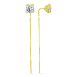 Cercei din aur galben cu pietre Cubic Zirconia Incolor