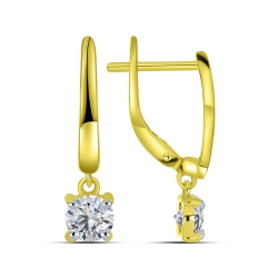 Cercei din aur galben cu pietre Cubic Zirconia Incolor