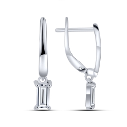 Cercei din aur alb cu pietre Cubic Zirconia Incolor