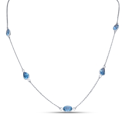 Colier din aur alb cu pietre Topaz Swiss
