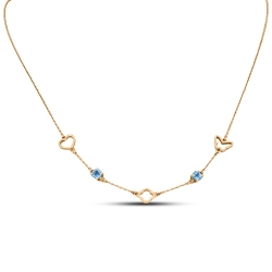 Colier din aur roz cu pietre Topaz Swiss