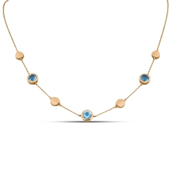 Colier din aur roz cu pietre Topaz Swiss
