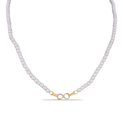 Colier din aur roz cu pietre Cubic Zirconia Incolor, Perla Albă