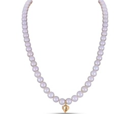 Colier din aur roz cu pietre Cubic Zirconia Incolor, Perla Albă