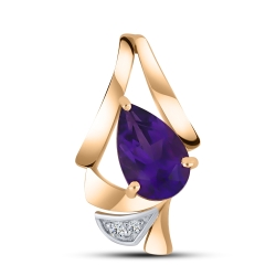 Pandantiv din aur roz cu pietre Cubic Zirconia Incolor, Ametist
