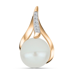 Pandantiv din aur roz cu pietre Cubic Zirconia Incolor, Perla Albă
