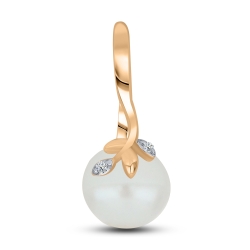 Pandantiv din aur roz cu pietre Cubic Zirconia Incolor, Perla Albă