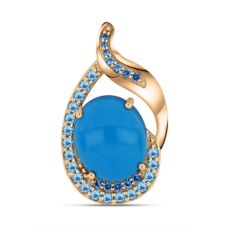 Pandantiv din aur roz cu pietre Cubic Zirconia Albastru, Turcoază și Topaz Swiss