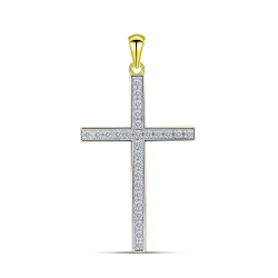 Cruce din aur galben cu pietre Diamant