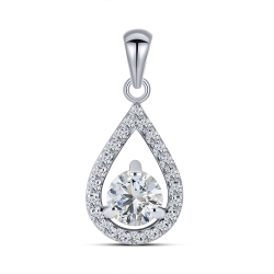 Pandantiv din aur alb cu pietre Cubic Zirconia Incolor