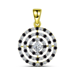 Pandantiv din aur galben cu pietre Cubic Zirconia Incolor, Safir Portocaliu