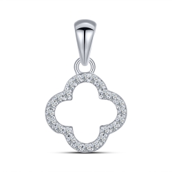 Pandantiv din aur alb cu pietre Cubic Zirconia Incolor