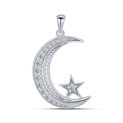 Pandantiv din aur alb cu pietre Cubic Zirconia Incolor
