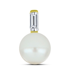Pandantiv din aur galben cu pietre Cubic Zirconia Incolor, Perla Albă