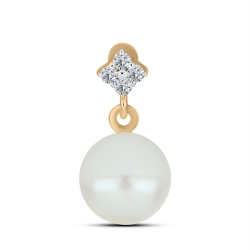 Pandantiv din aur roz cu pietre Cubic Zirconia Incolor, Perla Albă