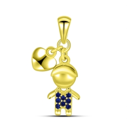 Pandantiv din aur galben cu pietre Cubic Zirconia Albastru