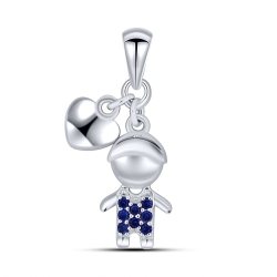 Pandantiv din aur alb cu pietre Cubic Zirconia Albastru