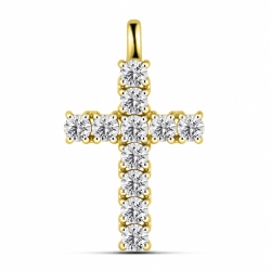 Cruce din aur galben cu Cubic Zirconia Incolor
