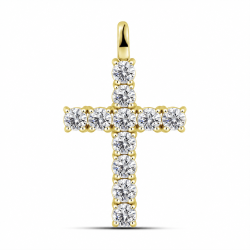 Cruce din aur galben cu Cubic Zirconia Incolor