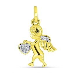 Pandantiv din aur galben cu pietre Cubic Zirconia Incolor