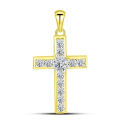 Pandantiv din aur galben cu pietre Cubic Zirconia Incolor
