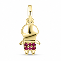 Pandantiv din aur galben cu Cubic Zirconia Roșu