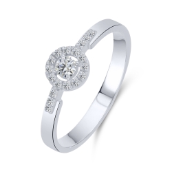 Inel din aur alb cu pietre Cubic Zirconia Incolor