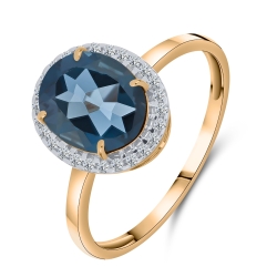 Inel din aur roz cu pietre Cubic Zirconia Incolor, Topaz London