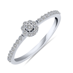 Inel din aur alb cu pietre Diamant