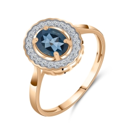 Inel din aur roz cu pietre Cubic Zirconia Incolor, Topaz London