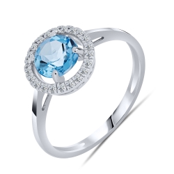 Inel din aur alb cu pietre Cubic Zirconia Incolor, Topaz Swiss