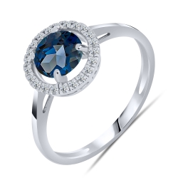 Inel din aur alb cu pietre Cubic Zirconia Incolor, Topaz London