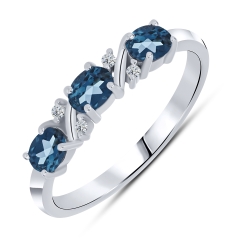 Inel din aur alb cu pietre Cubic Zirconia Incolor, Topaz London