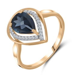 Inel din aur roz cu pietre Cubic Zirconia Incolor, Topaz London