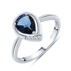 Inel din aur alb cu pietre Cubic Zirconia Incolor, Topaz London