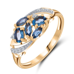 Inel din aur roz cu pietre Cubic Zirconia Incolor, Topaz London