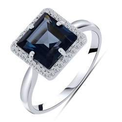 Inel din aur alb cu pietre Cubic Zirconia Incolor, Topaz London