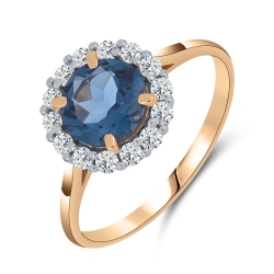 Inel din aur roz cu pietre Cubic Zirconia Incolor, Topaz London