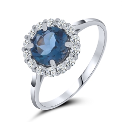 Inel din aur alb cu pietre Cubic Zirconia Incolor, Topaz London