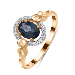 Inel din aur roz cu pietre Cubic Zirconia Incolor, Topaz London