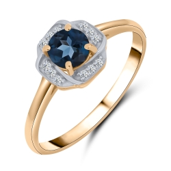 Inel din aur roz cu pietre Cubic Zirconia Incolor, Topaz London